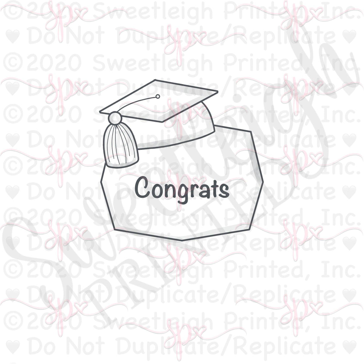 Angled Graduation Modern Plaque Cookie Cutter - Sweetleigh 