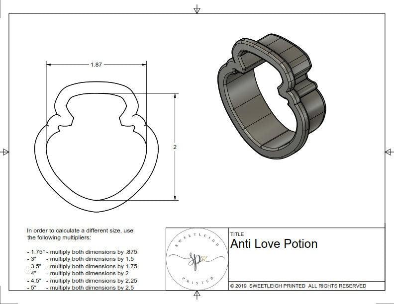 Anti Love Potion Bottle Cookie Cutter - Sweetleigh 