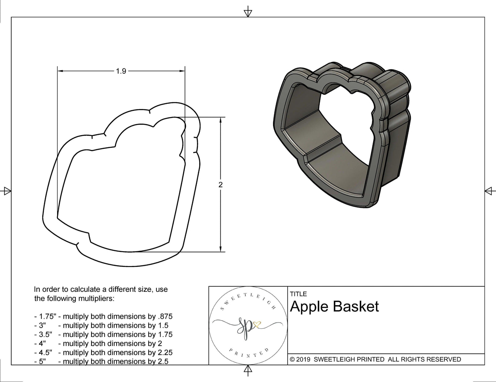 Apple Basket Cookie Cutter - Sweetleigh 
