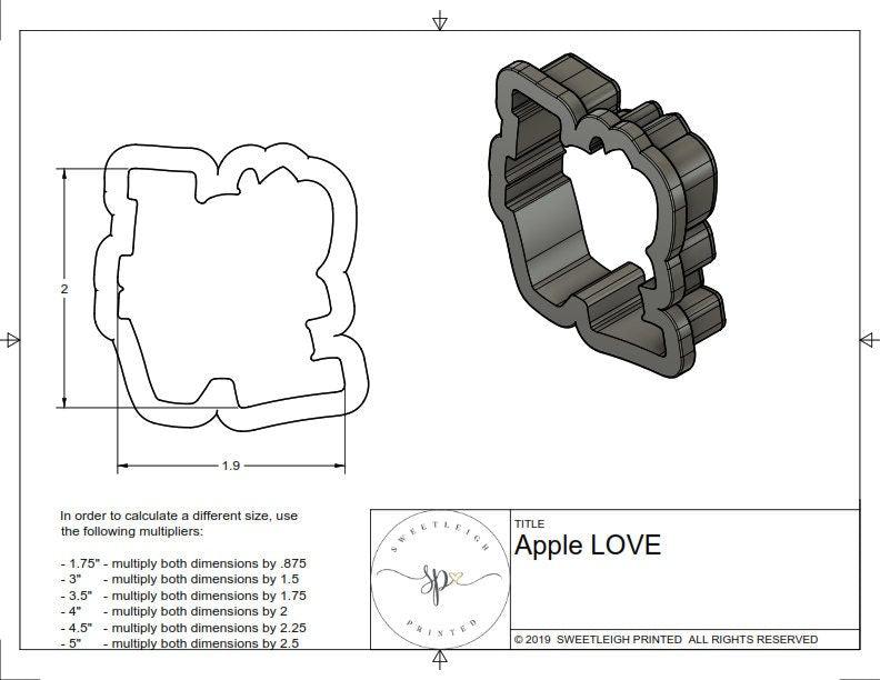 Apple Love Cookie Cutter - Sweetleigh 