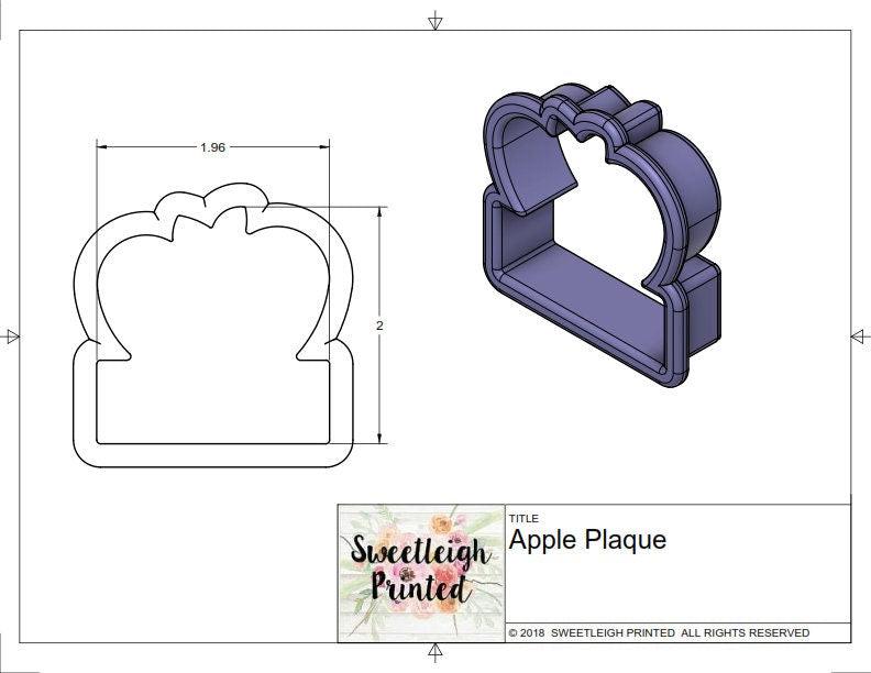 Apple Plaque Cookie Cutter - Sweetleigh 