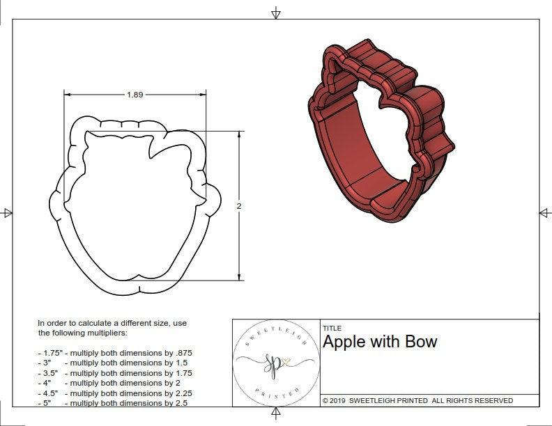 Apple with Bow Cookie Cutter - Sweetleigh 