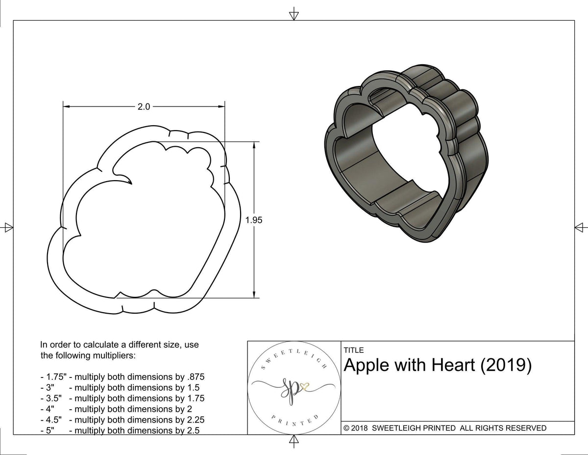 Apple with Heart Cookie Cutter - Sweetleigh 