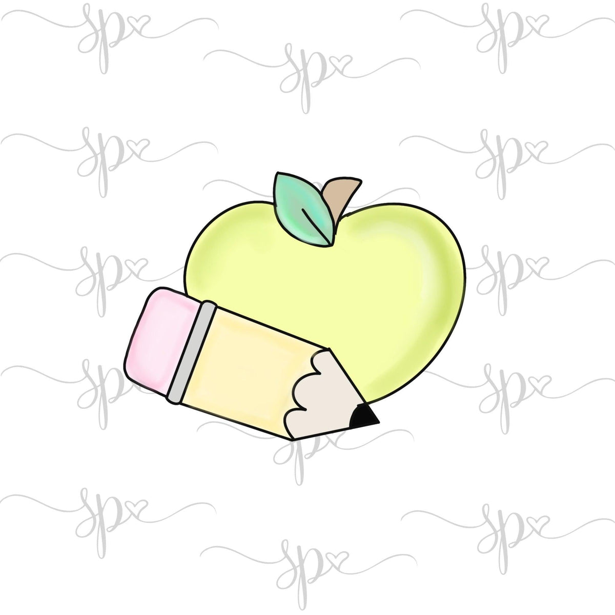 Apple with Pencil Cookie Cutter - Sweetleigh 