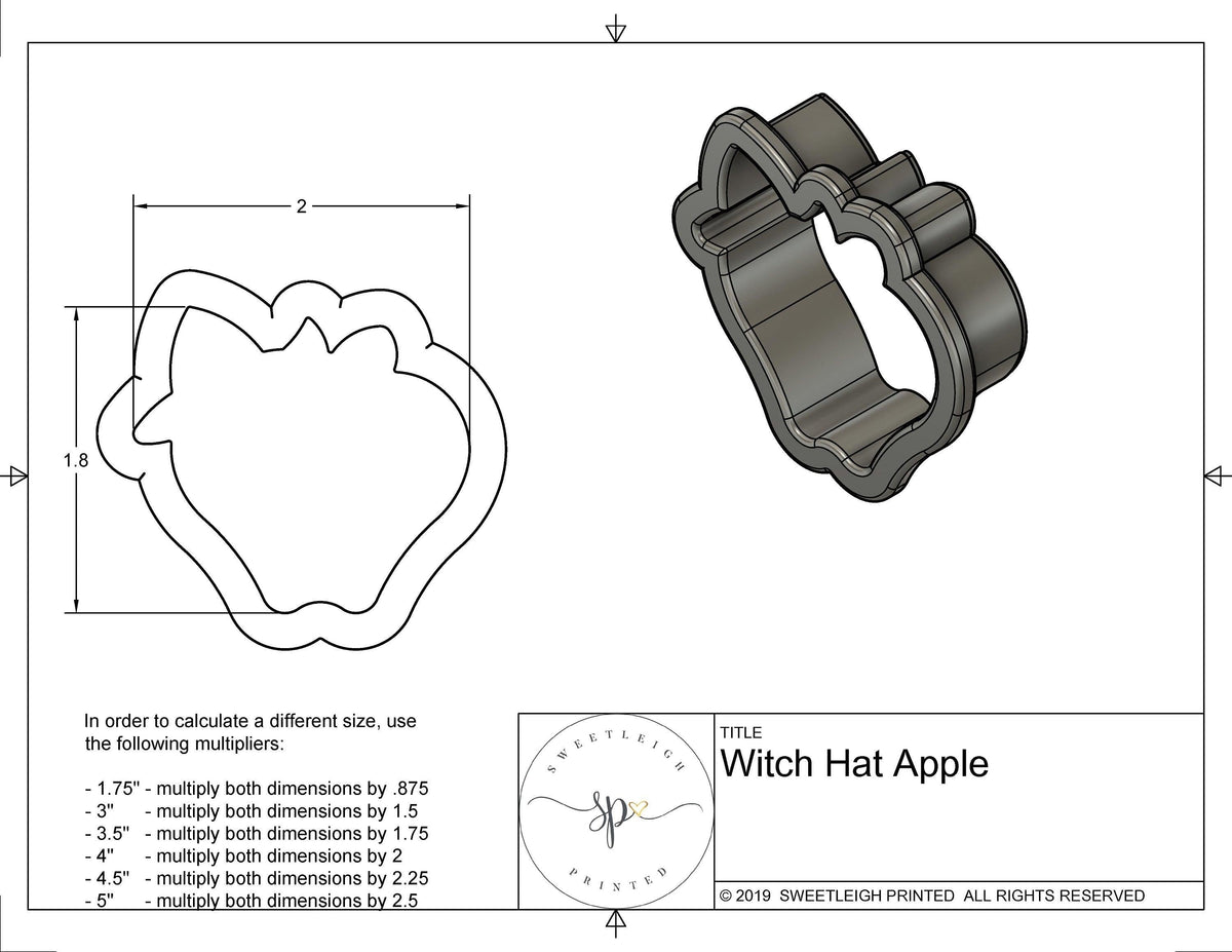 Apple with Witch Hat Cookie Cutter - Sweetleigh 