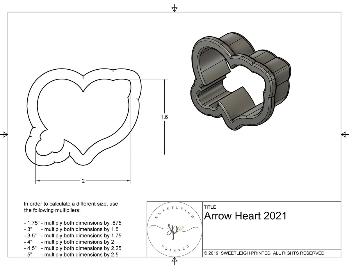 Arrow Heart 2021 Cookie Cutter - Sweetleigh 