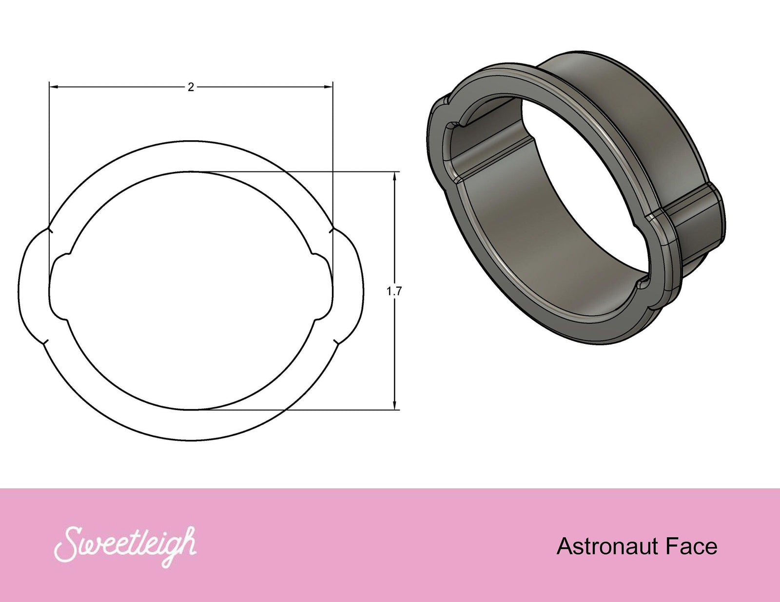 Astronaut Face Cookie Cutter - Sweetleigh 