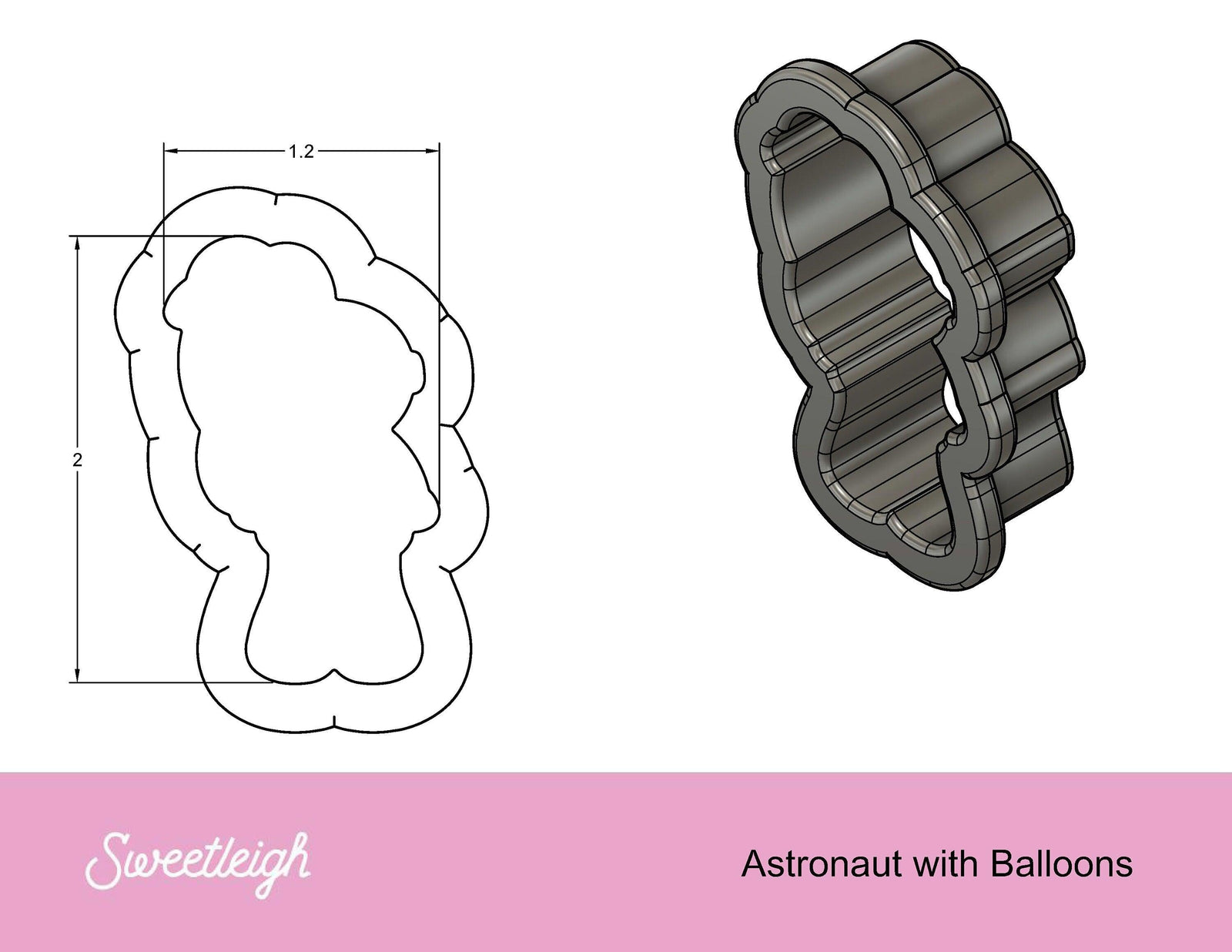 Astronaut with Balloon Cookie Cutter - Sweetleigh 