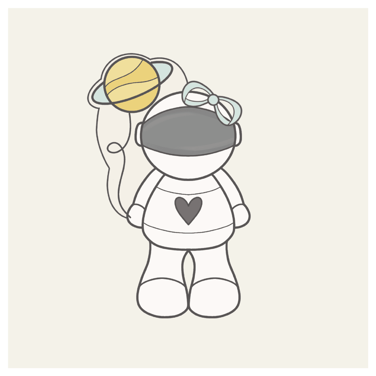 Astronaut with Bow and Balloons Cookie Cutter - Sweetleigh 