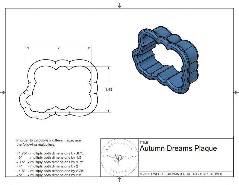 Autumn Dreams Plaque Cookie Cutter - Sweetleigh 