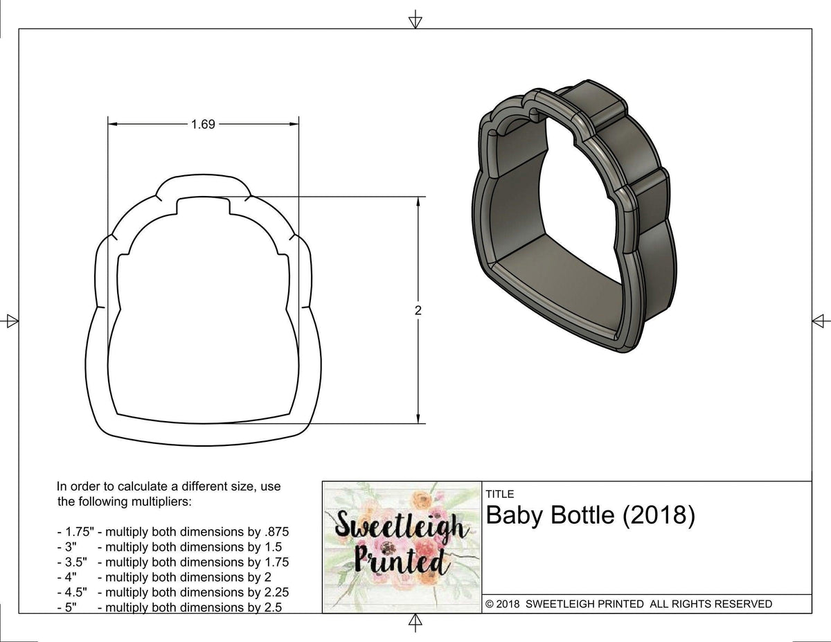 Baby Bottle 2018 Cookie Cutter - Sweetleigh 