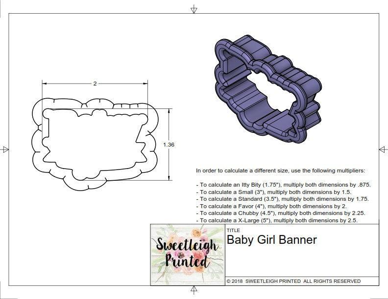 Baby Girl Banner Cookie Cutter - Sweetleigh 