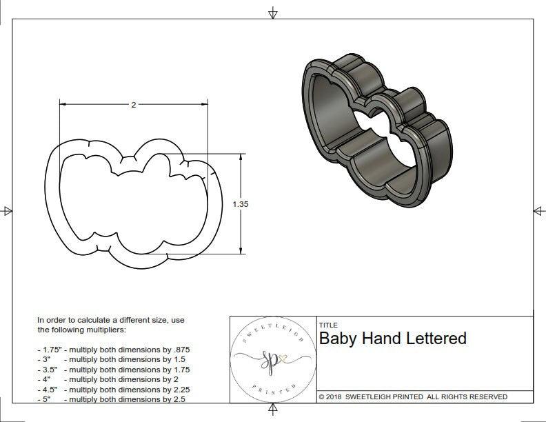 Baby Hand Lettered Cookie Cutter - Sweetleigh 