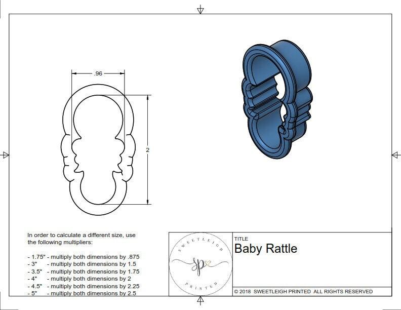 Baby Rattle Cookie Cutter - Sweetleigh 
