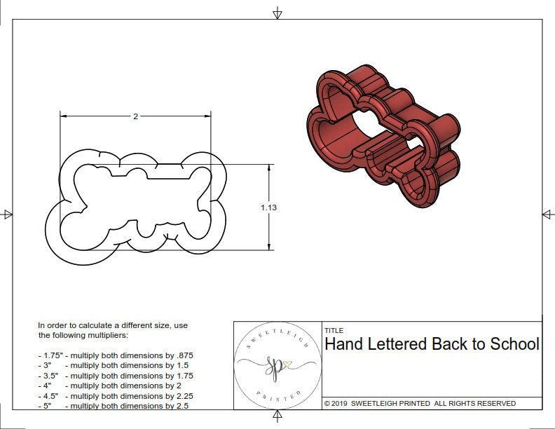 Back to School Hand Lettered Cookie Cutter - Sweetleigh 