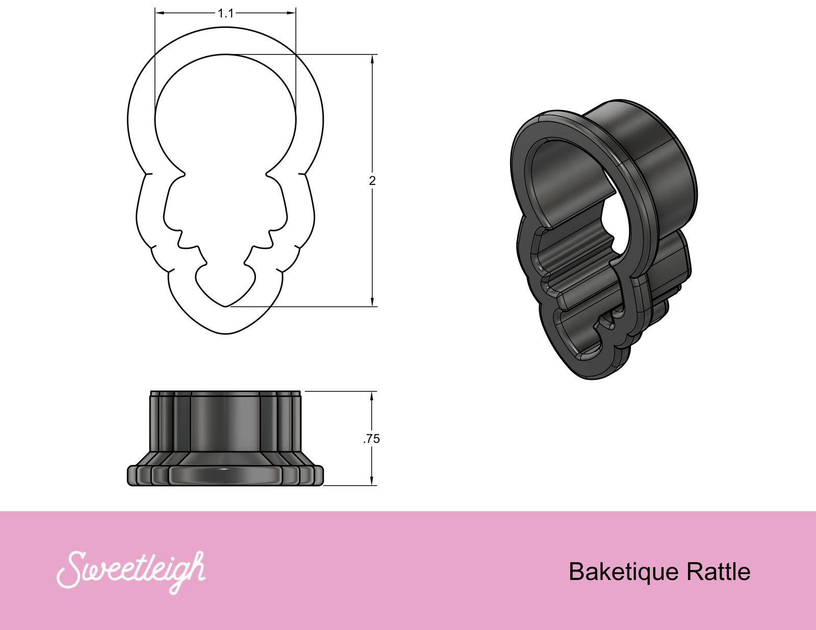 Baketique Rattle Cookie Cutter - Sweetleigh 