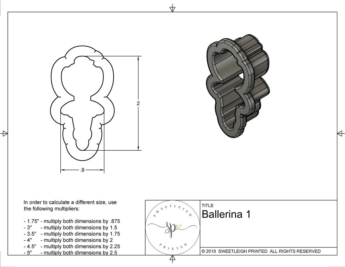 Ballerina 1 Cookie Cutter - Sweetleigh 