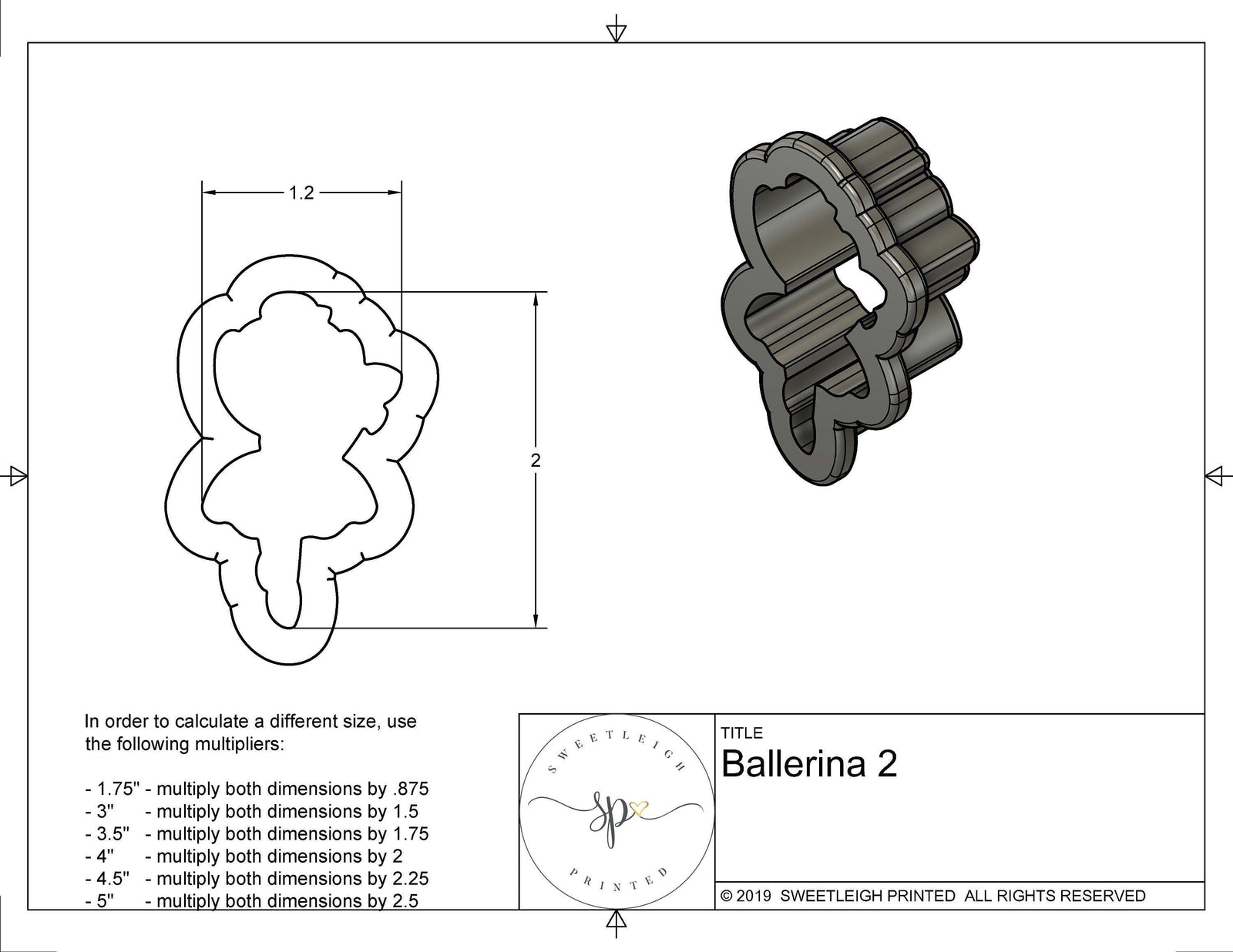 Ballerina 2 Cookie Cutter - Sweetleigh 