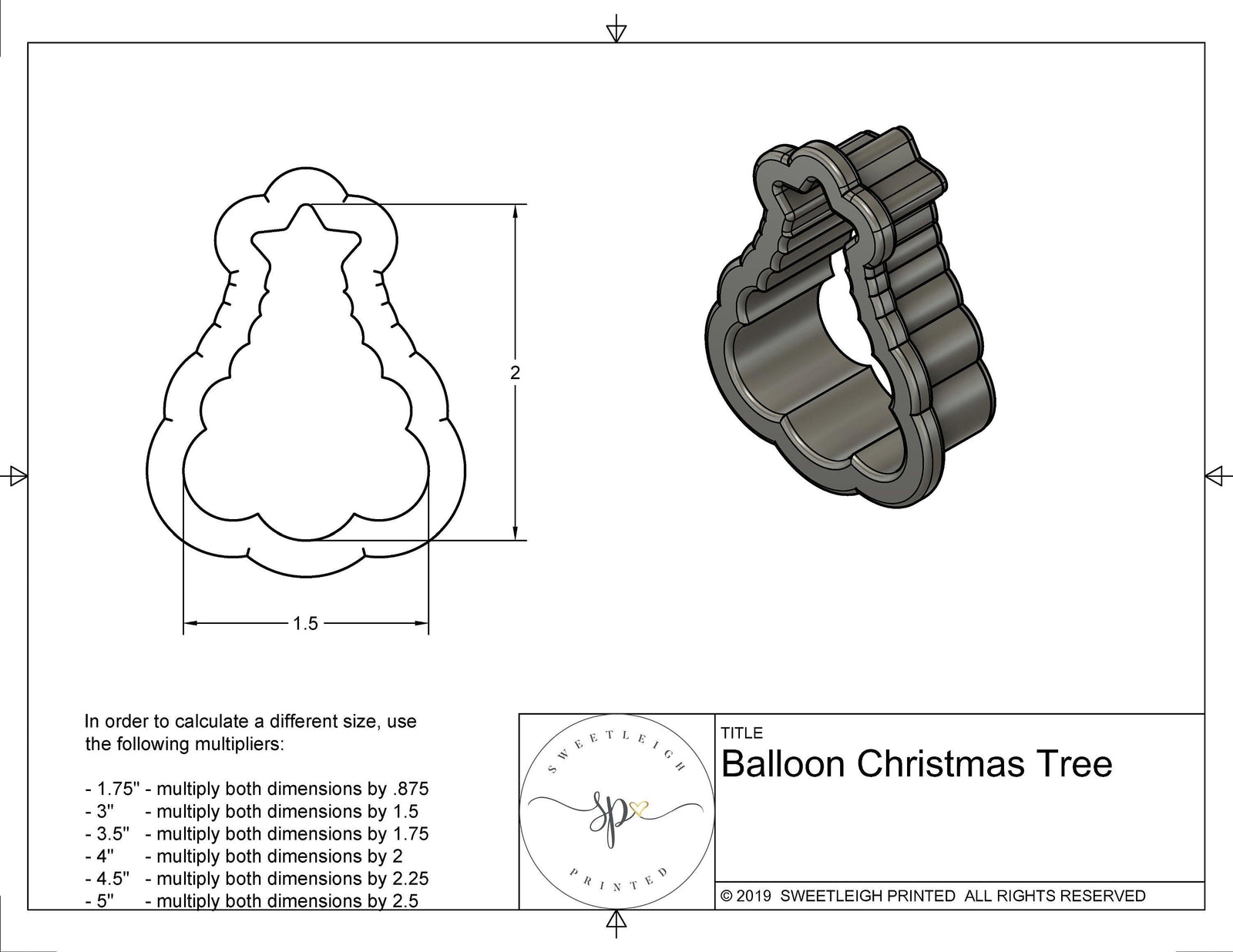 Balloon Christmas Tree Cookie Cutter - Sweetleigh 
