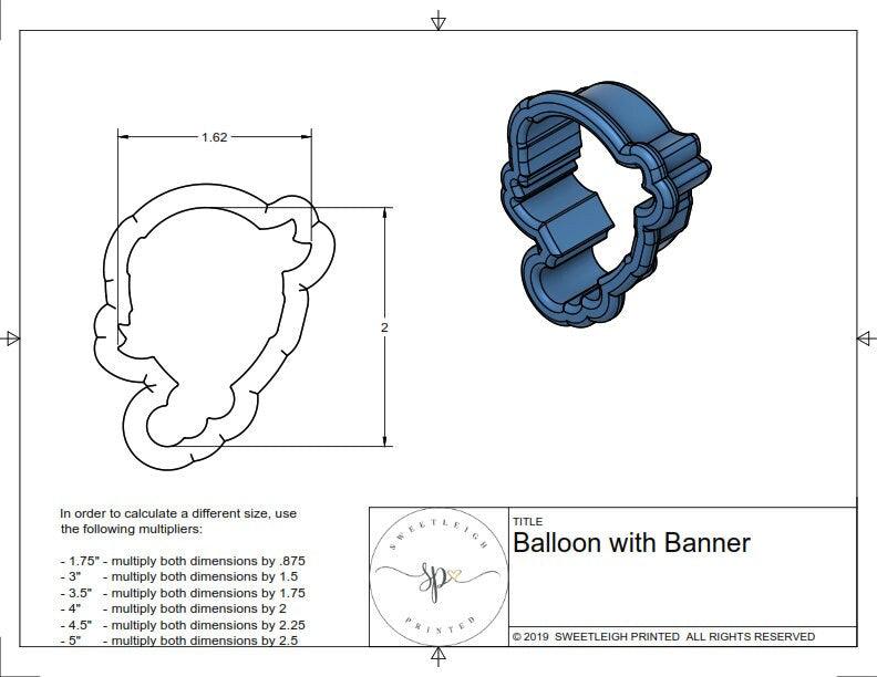 Balloon with Banner Cookie Cutter - Sweetleigh 