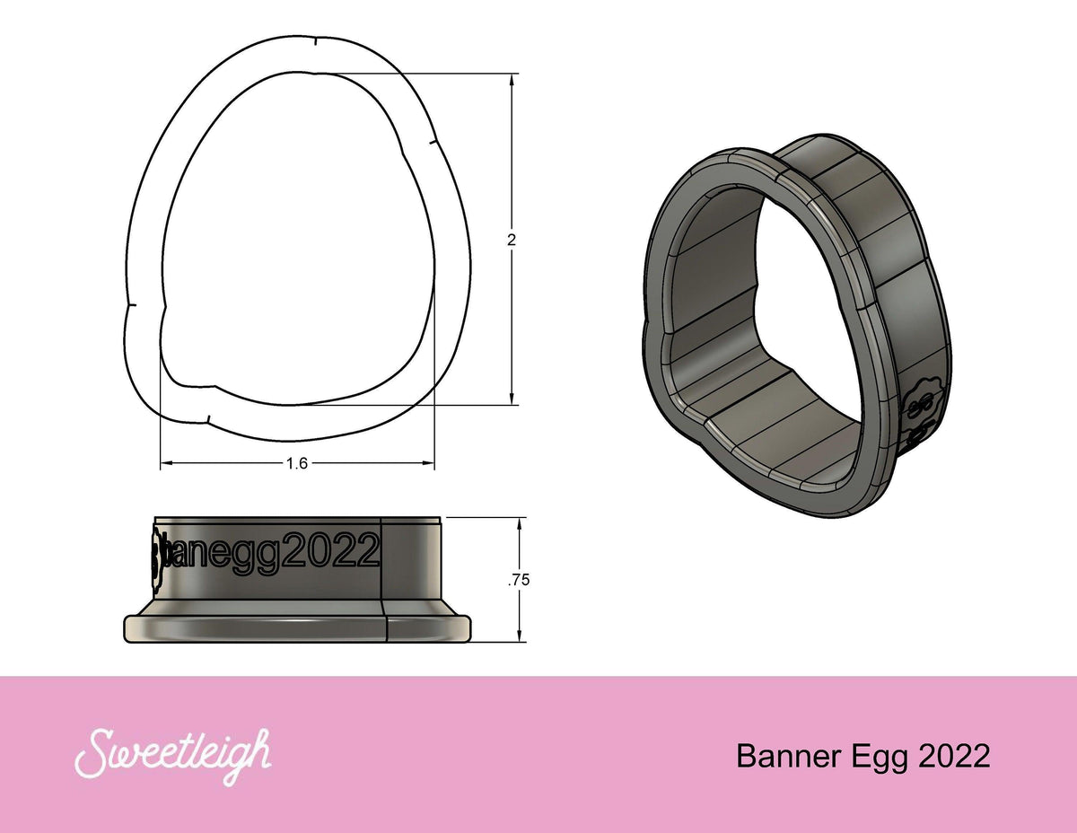 Banner Egg 2022 Cookie Cutter - Sweetleigh 