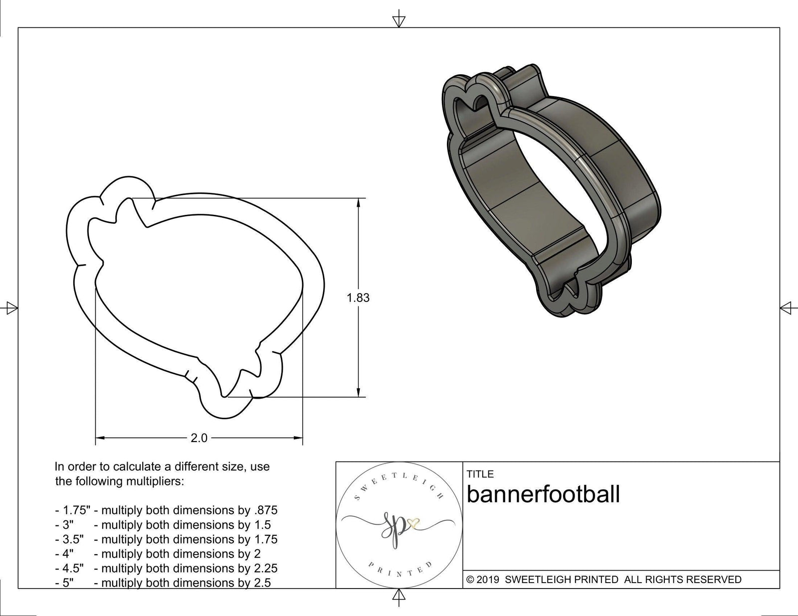 Banner Football Cookie Cutter - Sweetleigh 
