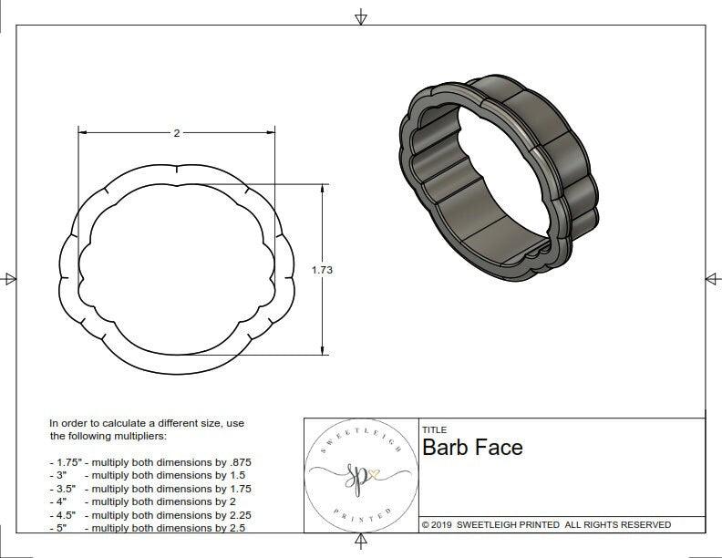 Barb Face Cookie Cutter - Sweetleigh 