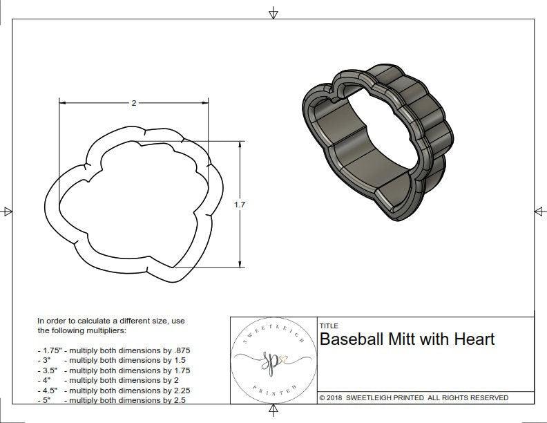 Baseball Mitt with Heart Cookie Cutter - Sweetleigh 