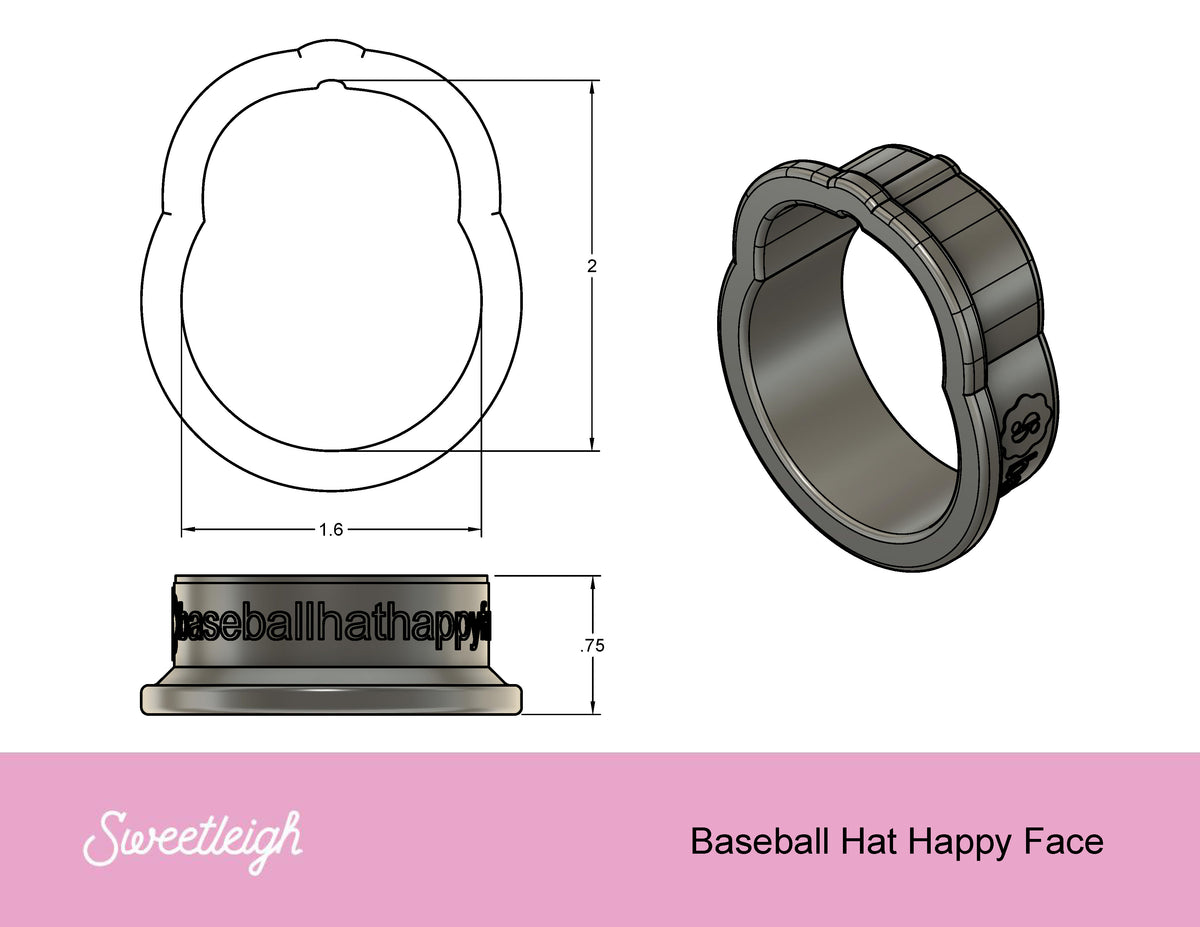 Baseball Hat Happy Face Cookie Cutter