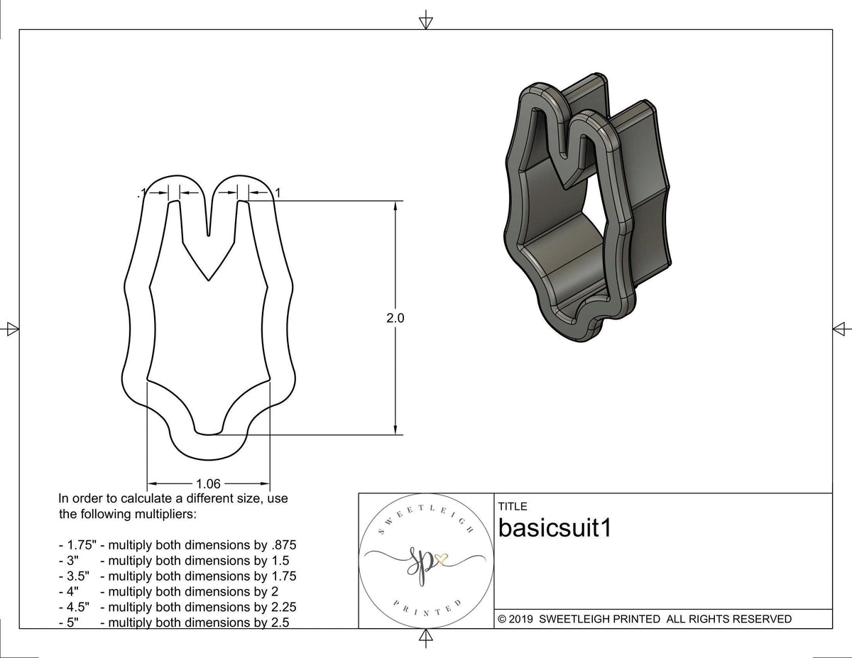 Basic Bathing Suit Cookie Cutter - Sweetleigh 