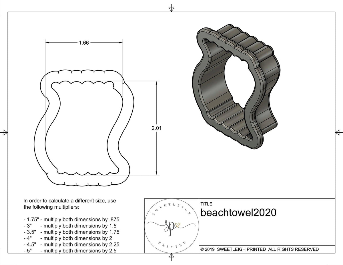 Beach Towel Cookie Cutter - Sweetleigh 