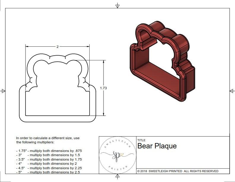 Bear Plaque Cookie Cutter - Sweetleigh 