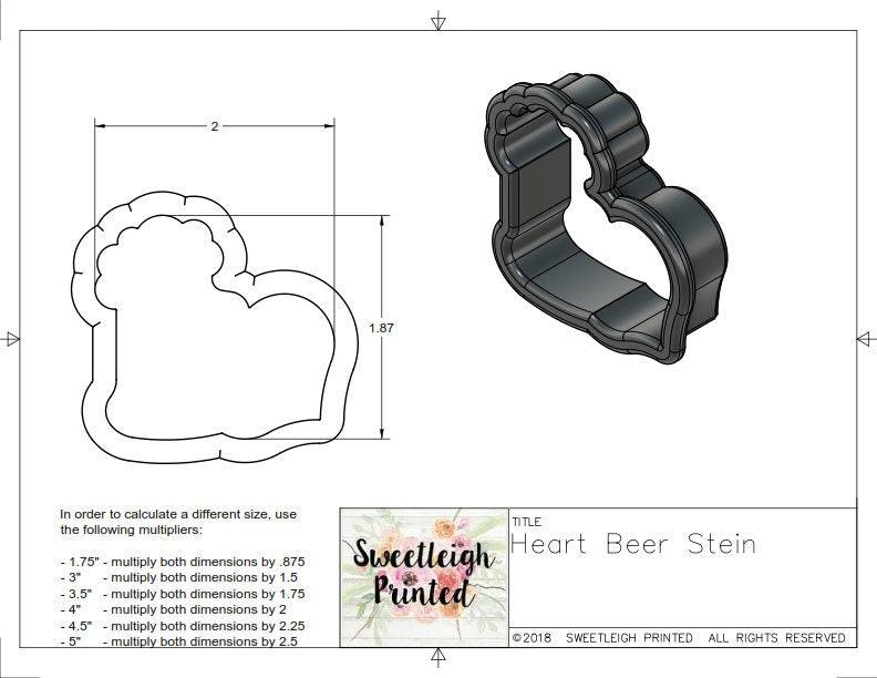 Beer with Heart Cookie Cutter - Sweetleigh 