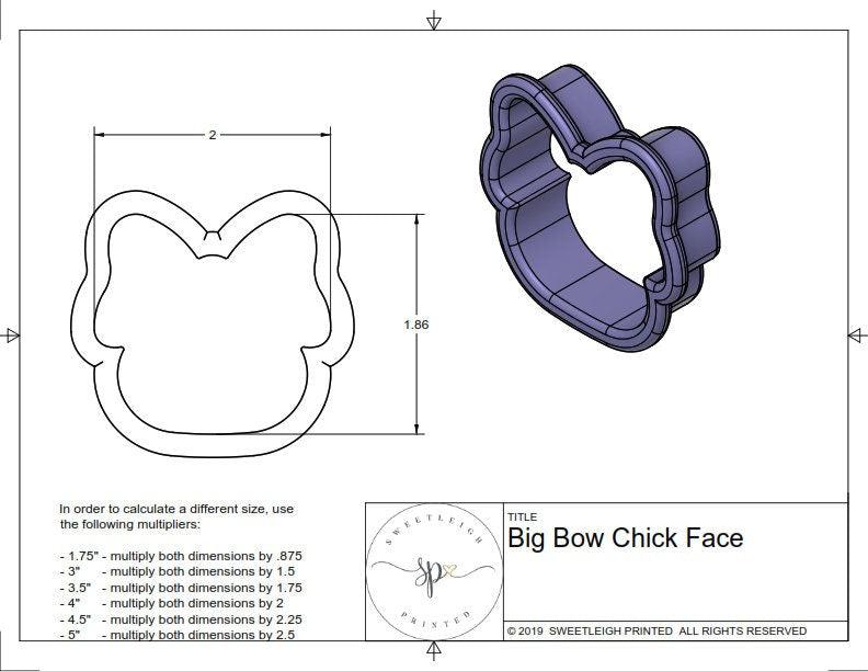 Big Bow Chick Face Cookie Cutter - Sweetleigh 