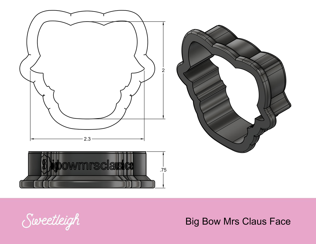 Big Bow Mrs Claus Face Cookie Cutter