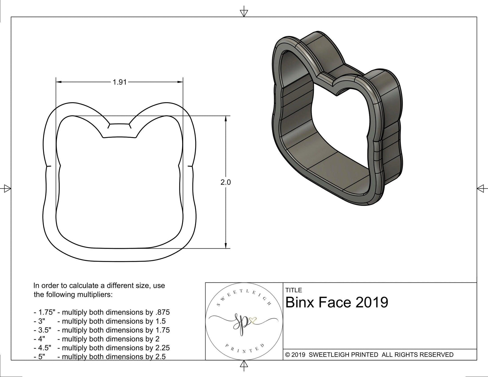 Binx Face 2019 Cookie Cutter - Sweetleigh 