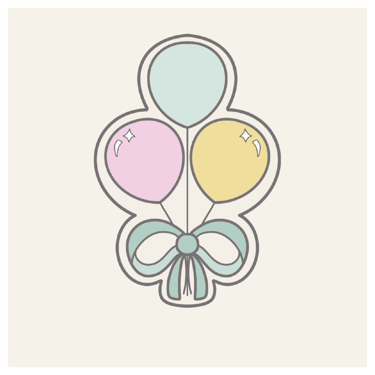 Birthday Balloons with Bow Cookie Cutter - Sweetleigh 