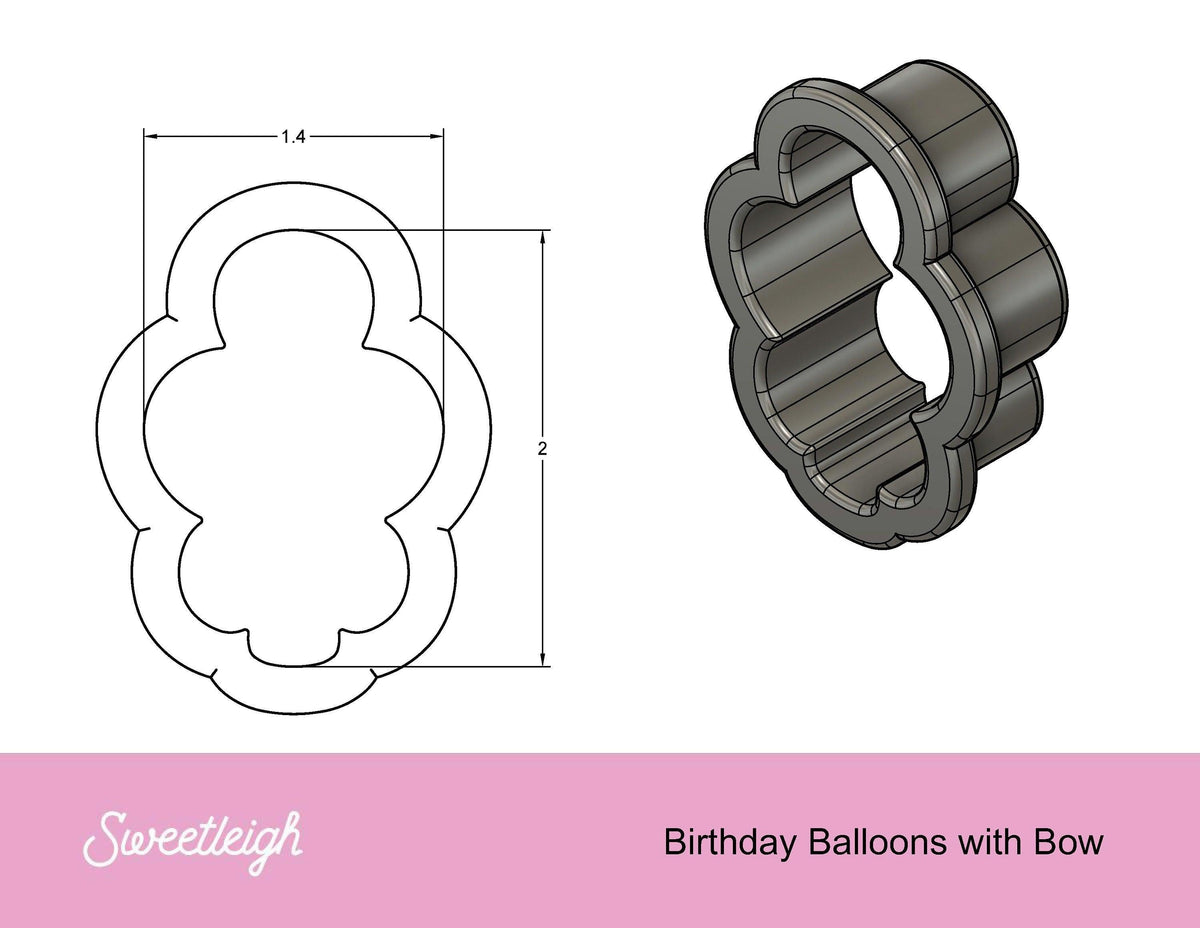 Birthday Balloons with Bow Cookie Cutter - Sweetleigh 