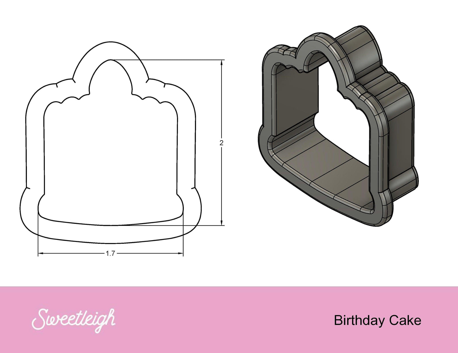 Birthday Cake Cookie Cutter - Sweetleigh 