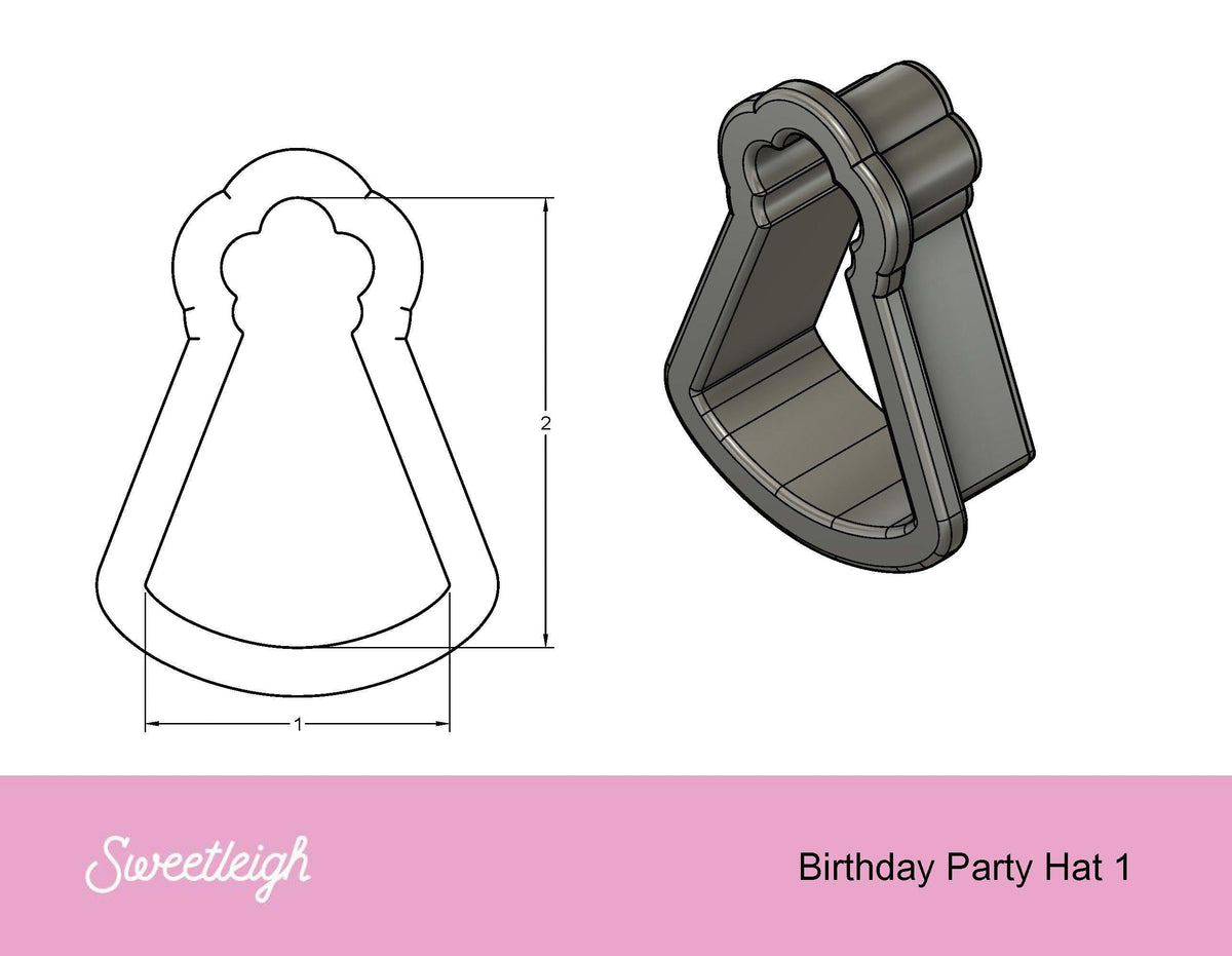 Birthday Party Hat 1 Cookie Cutter - Sweetleigh 