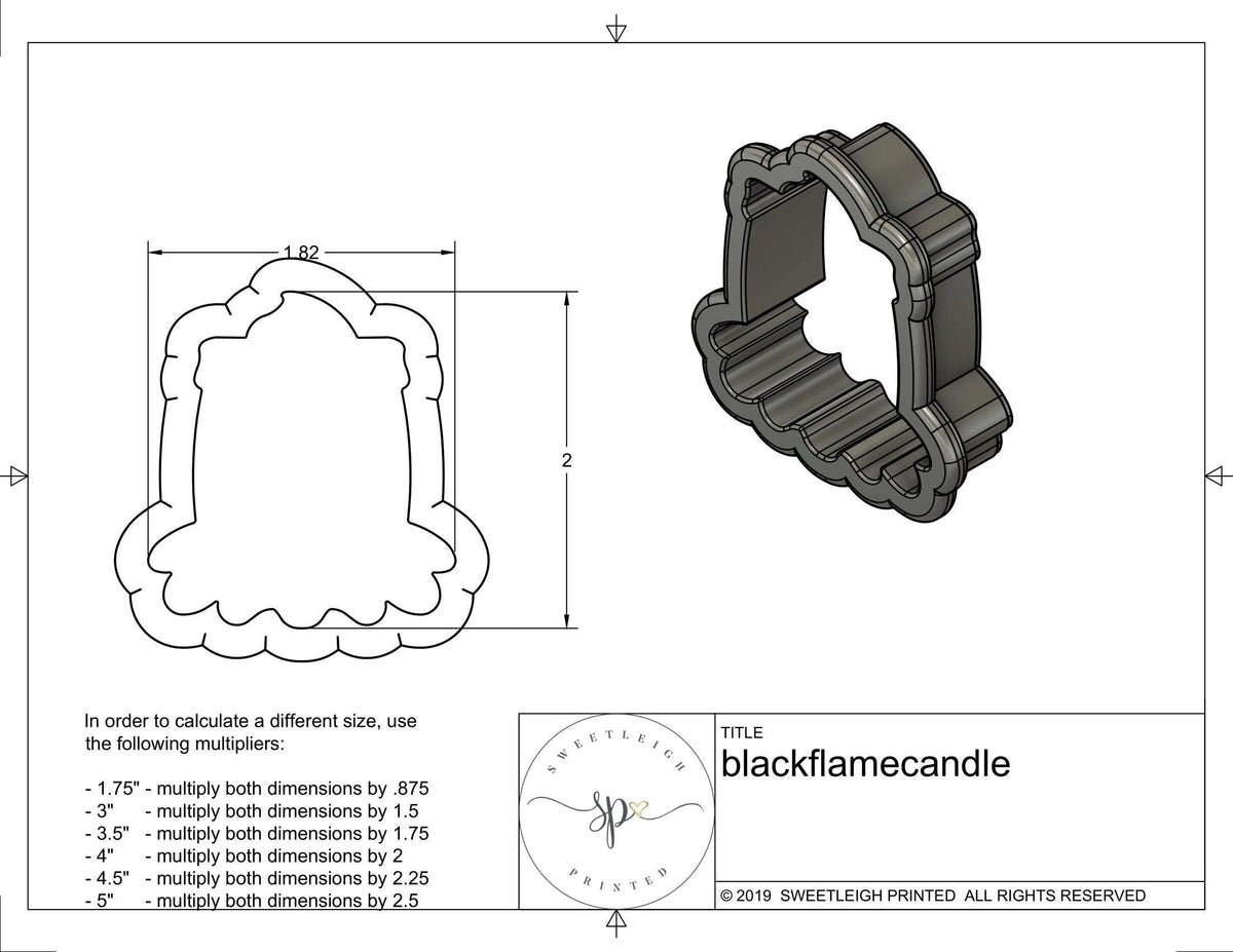 Black Flame Candle Cookie Cutter - Sweetleigh 