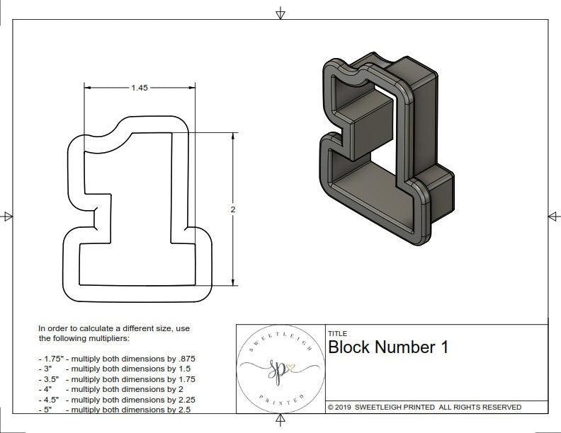 Block Number One Cookie Cutter - Sweetleigh 