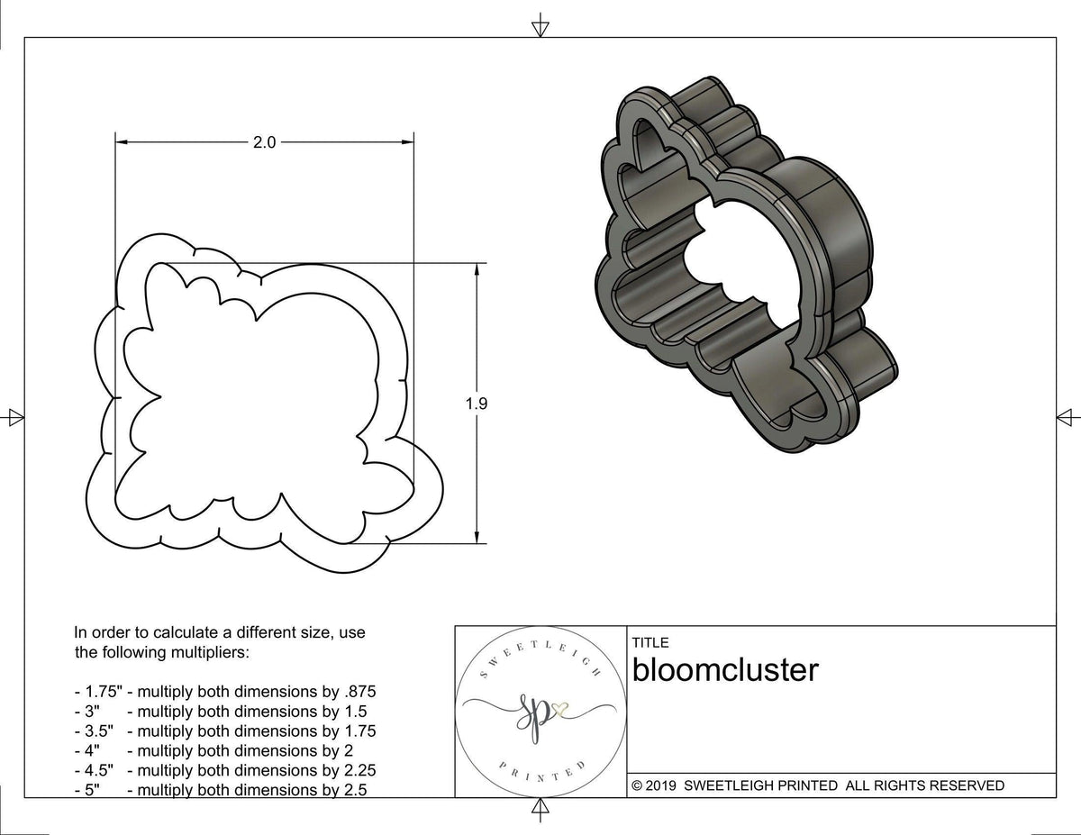 Bloom Cluster Cookie Cutter - Sweetleigh 