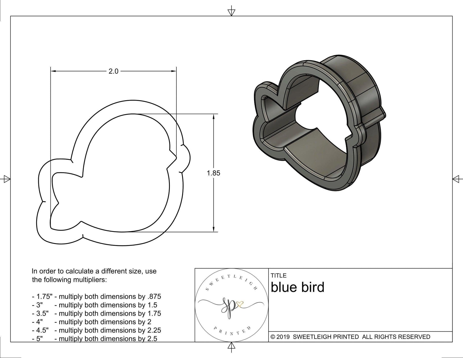 Blue Bird Cookie Cutter - Sweetleigh 
