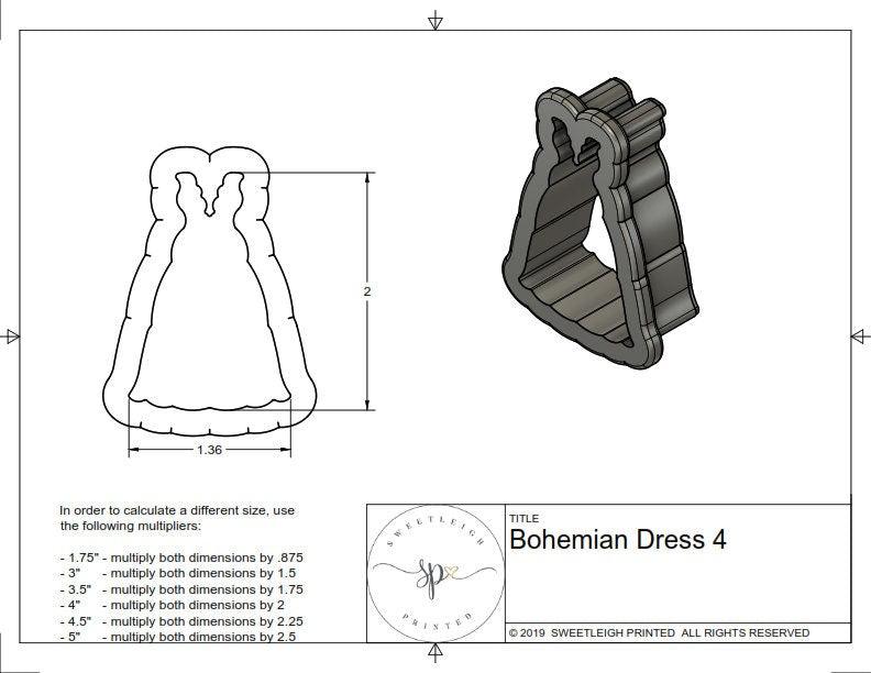Bohemian Dress 4 Cookie Cutter - Sweetleigh 