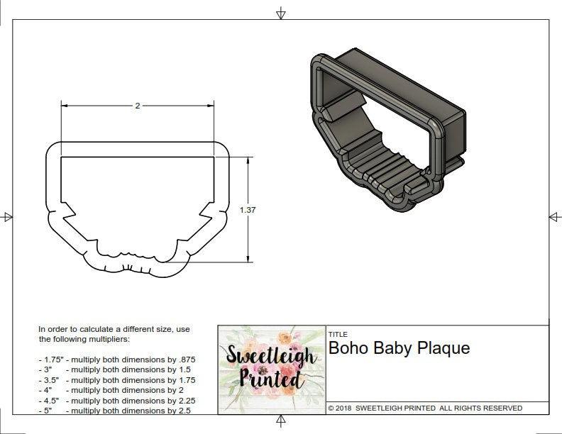 Boho Baby Plaque Cookie Cutter - Sweetleigh 