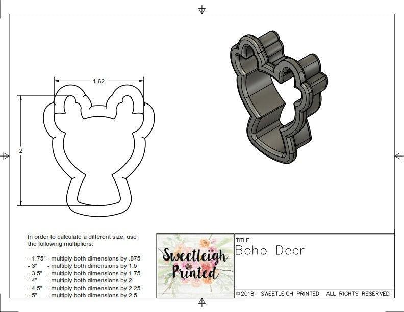 Boho Deer Cookie Cutter - Sweetleigh 