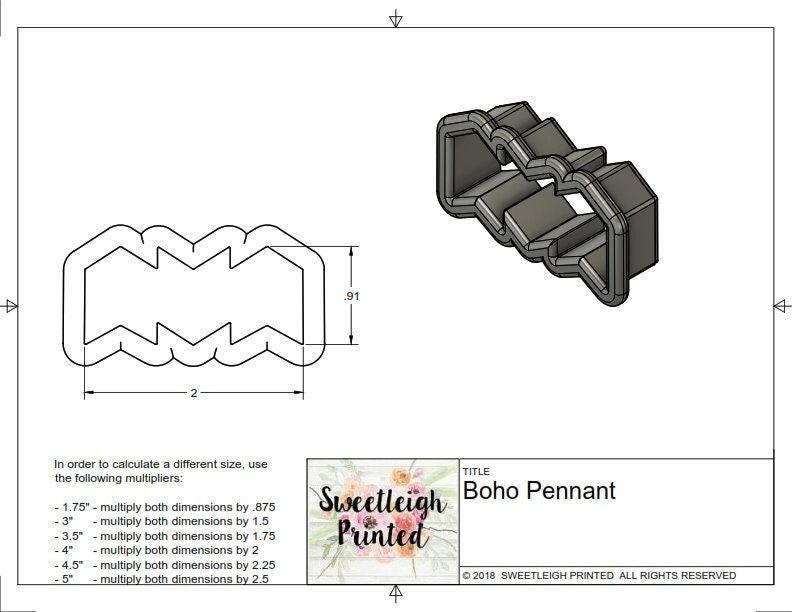 Boho Pennant Cookie Cutter - Sweetleigh 
