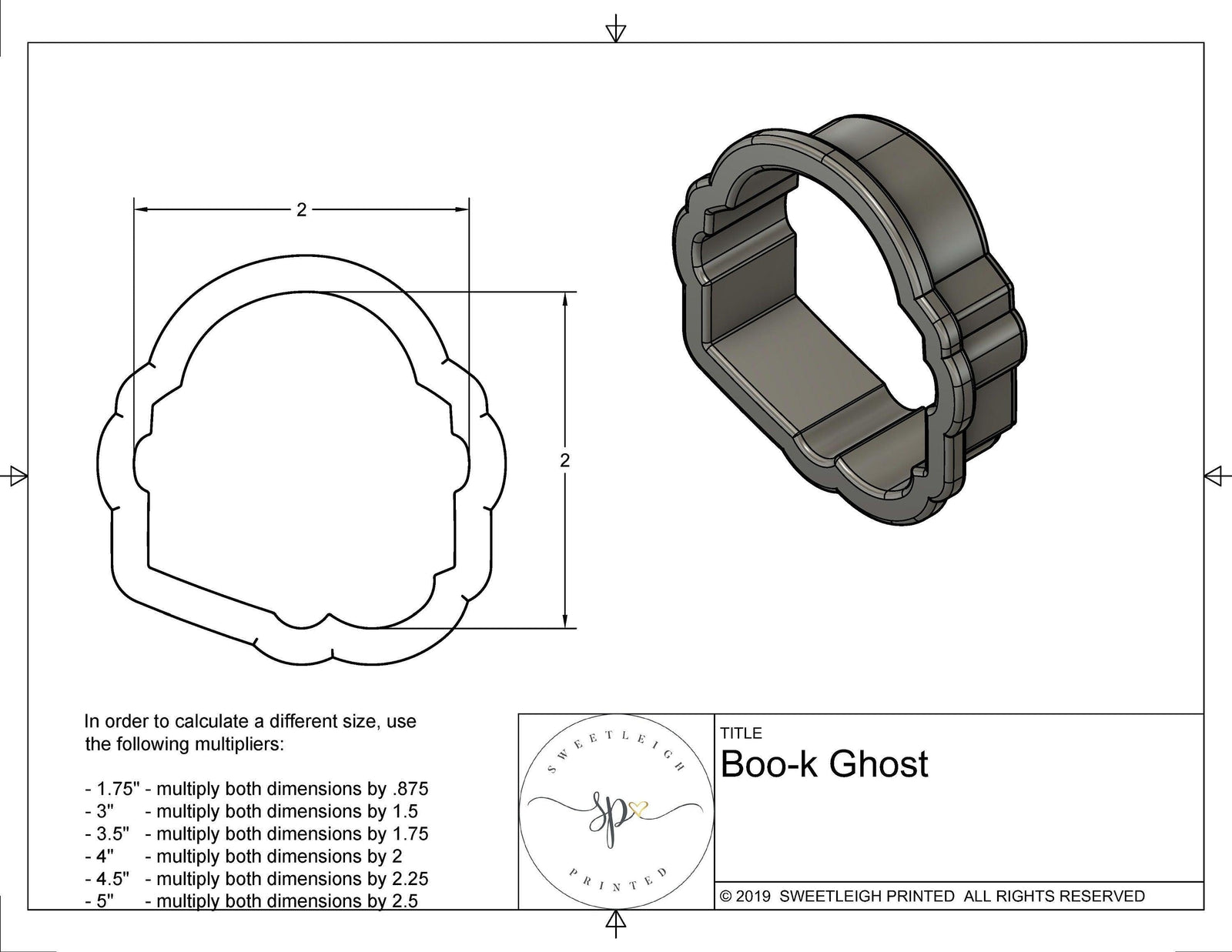 Book Ghost Cookie Cutter - Sweetleigh 