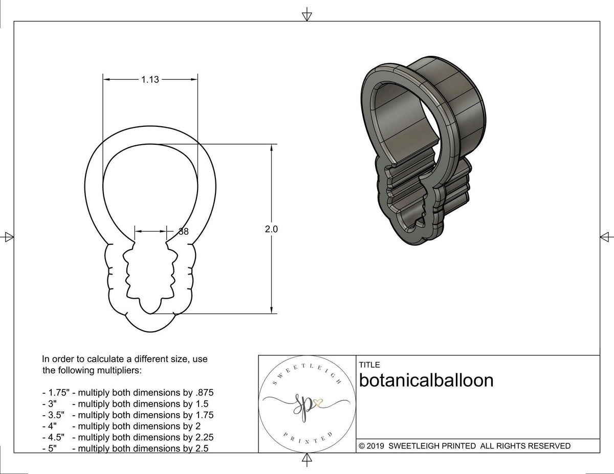 Botanical Balloon Cookie Cutter - Sweetleigh 